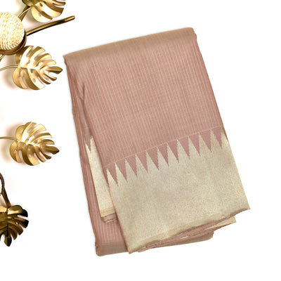 Onion Pink Kanchipuram Silk Saree with Vairaoosi Checks Design