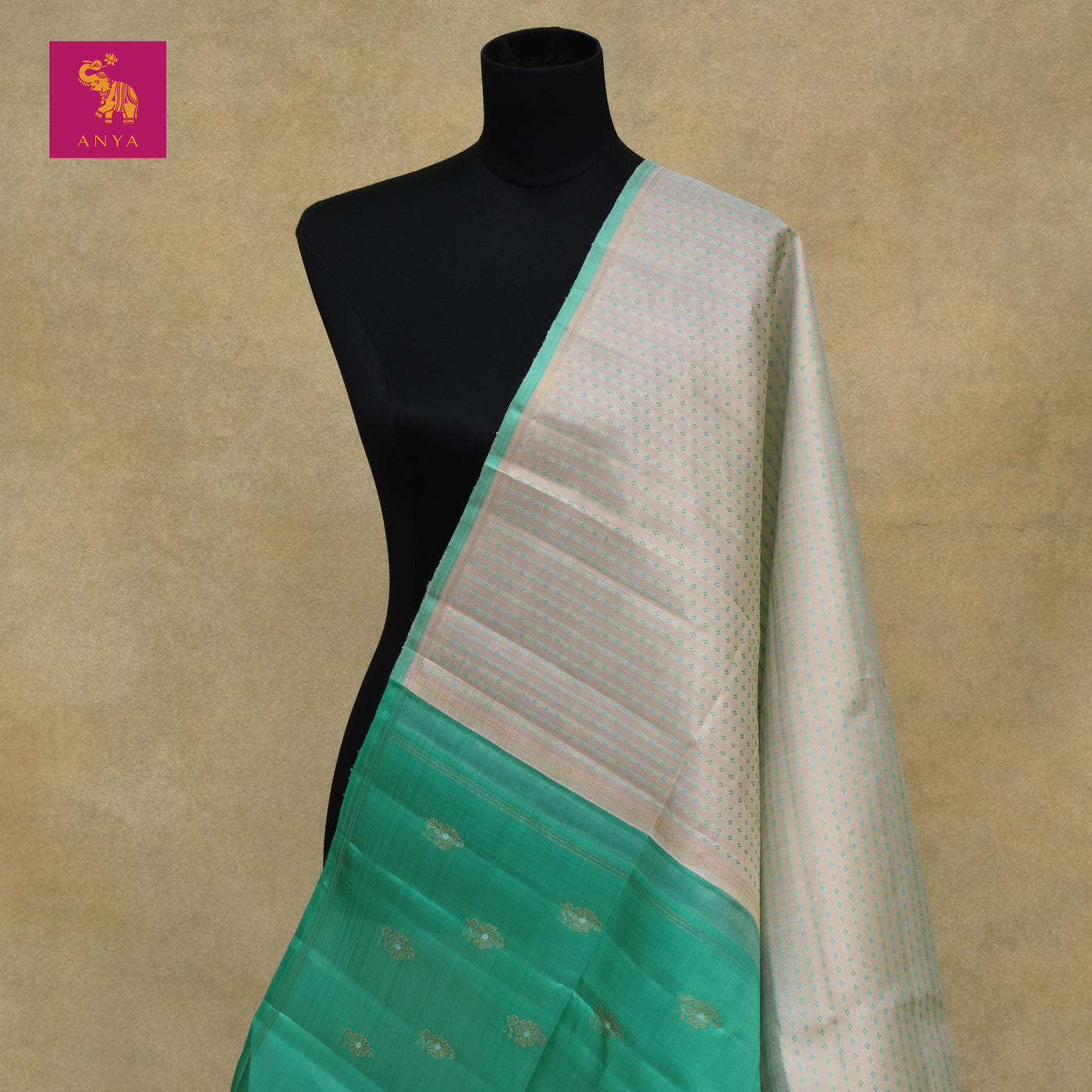 Off White Kanchi Silk Dupatta with Thread Kuligai Butta Design