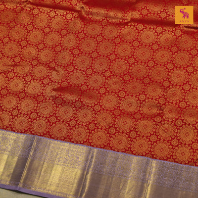 Red Kanchipuram Silk Saree with Creeper Design