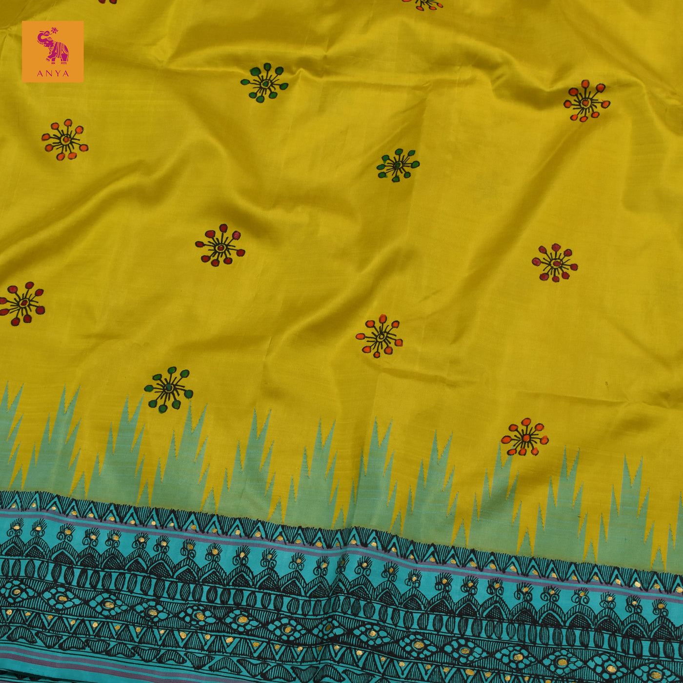 Yellow Madhubani Kanchi Silk Saree