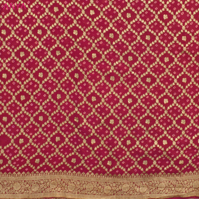 Pink Bandhani Silk Fabric