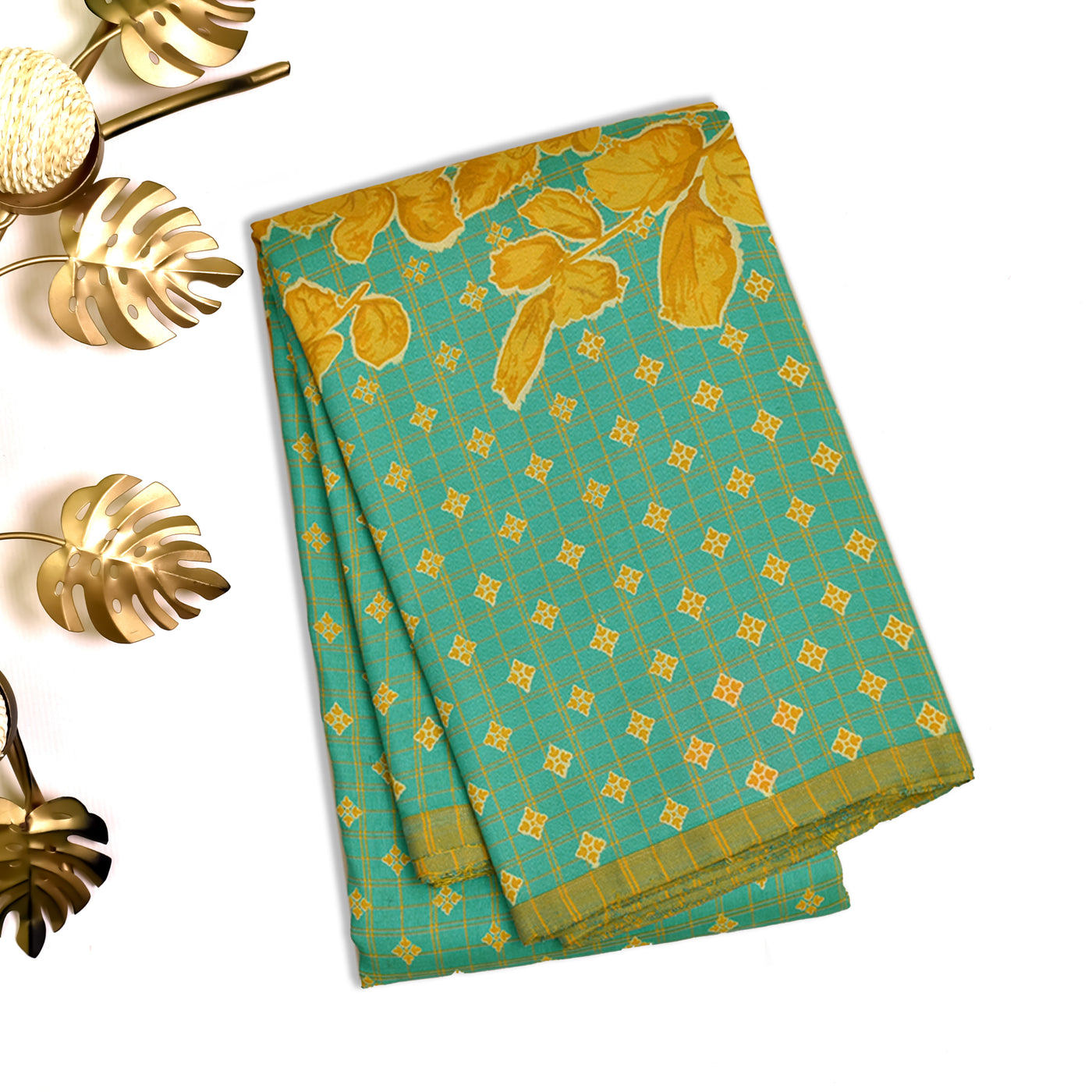 Rexona Printed Kanchi Silk Saree with Small Kattam and Floral Printed Design