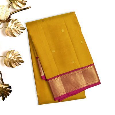 Mustard Kanchipuram Silk Saree with Small Kamalam Butta Design