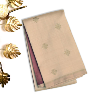 Off White Kanchipuram Silk Saree with Zari Butta Design