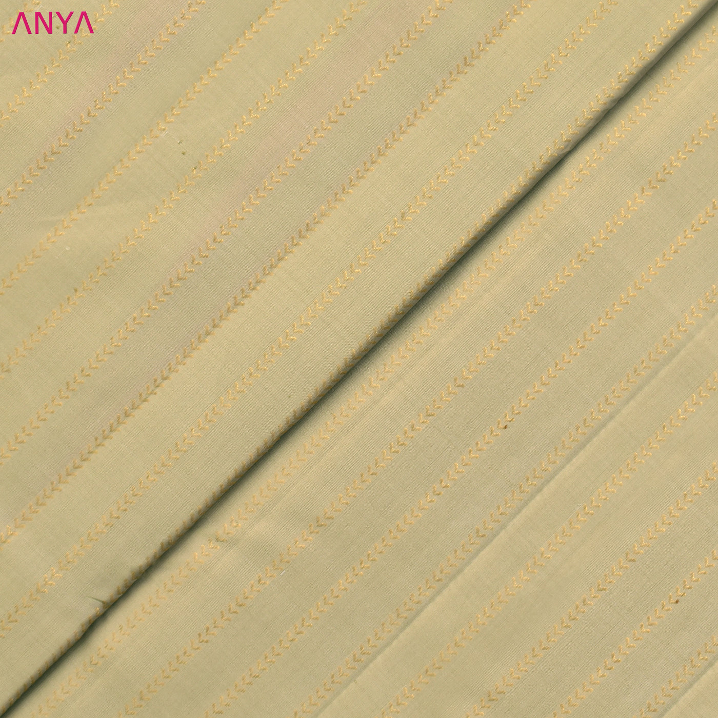 Off White Kanchi Silk Fabric with Kathir Lines Design