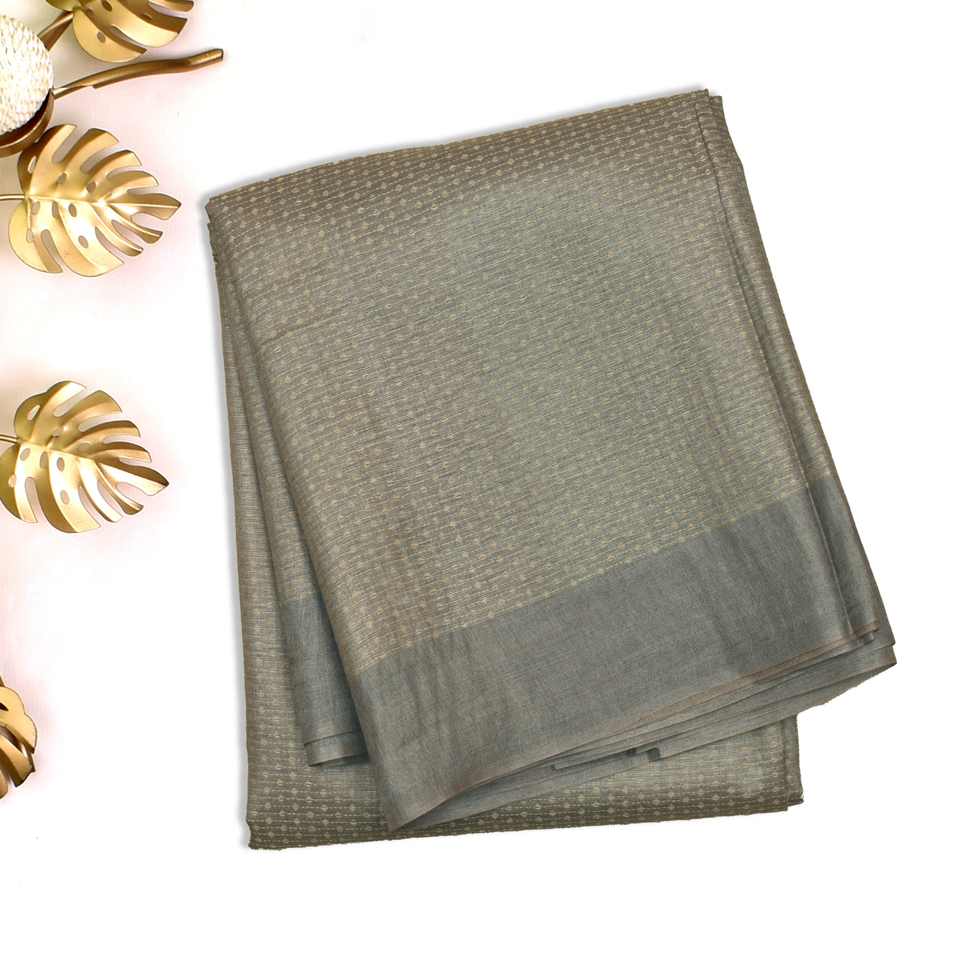 Grey Tussar Silk Saree