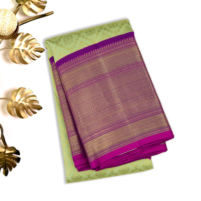 Pista Green Kanchipuram Silk Saree with Zari Creeper Design