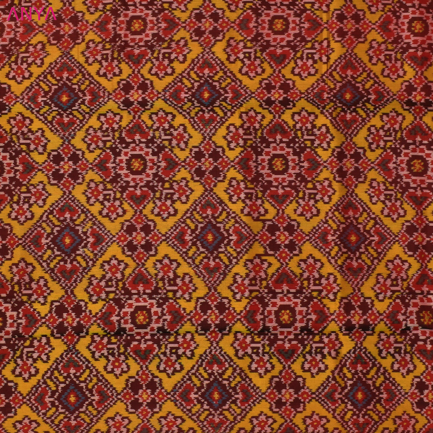 Red Patan Patola Silk Fabric