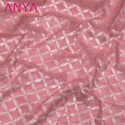 Onion Pink Organza Fabric with Diamond Cross Design