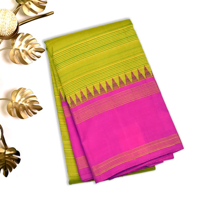 Samaga Green Kanchipuram Silk Saree with Zari Stripes Design