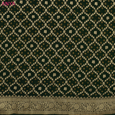 Green Bandhani Silk Fabric