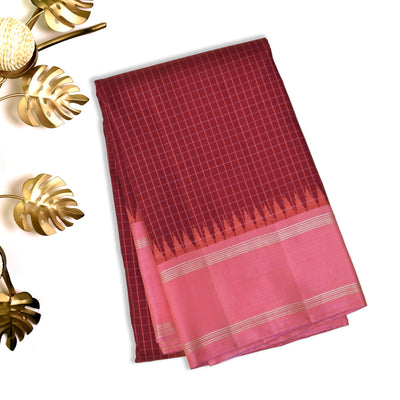 Arakku Thakkali Kanchipuram Silk Saree with Small Kattam Design