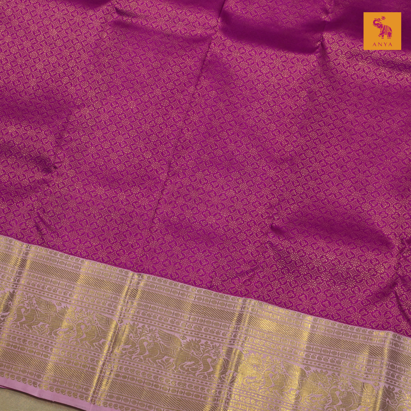 Rani Pink Kanchipuram Silk Saree with Creeper Design