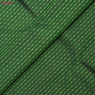 Bottle Green Kanchi Silk Fabric with Dots and Stripes Design