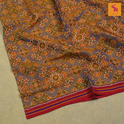 Mustard and Blue Dual Tone Patan Patola Silk Fabric