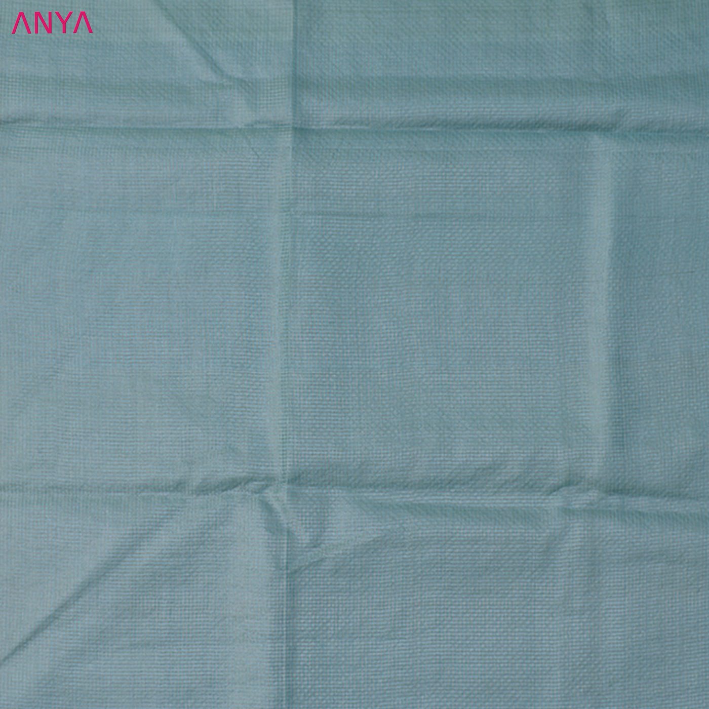 Baby Blue Tussar Silk Fabric with Zari Checks Design