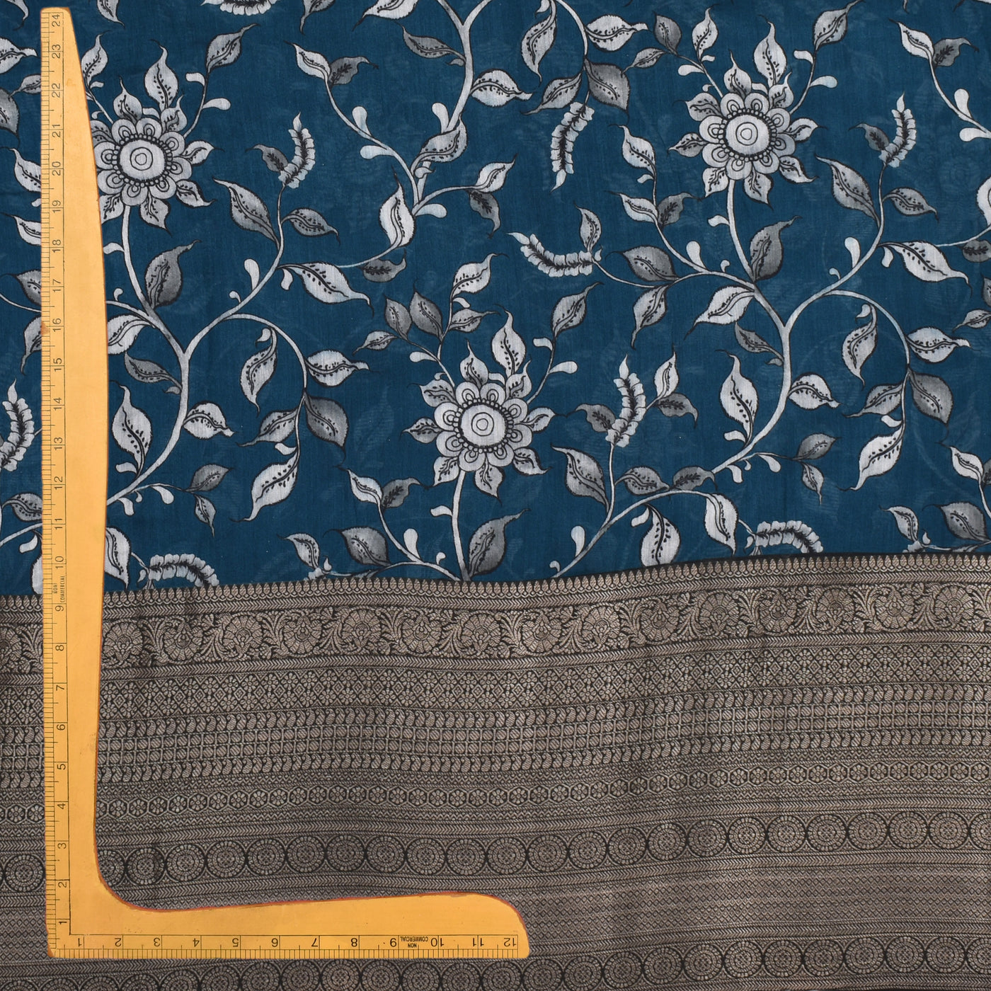 Blue Chanderi Fabric with Creeper Design