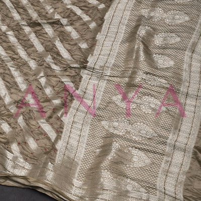 Grey Bandhani Banarasi Silk Saree