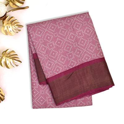 Pink Tussar Silk Saree with Bhandhini Print Design
