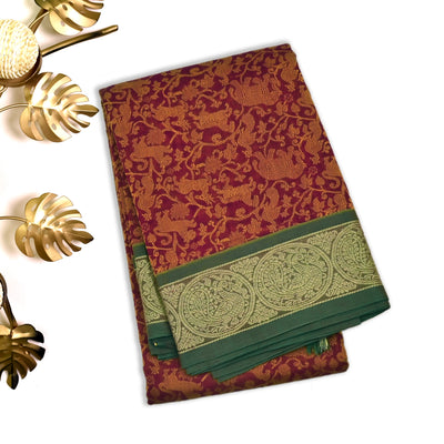 Maroon Kanchi Cotton Saree with Vanasingaram Design
