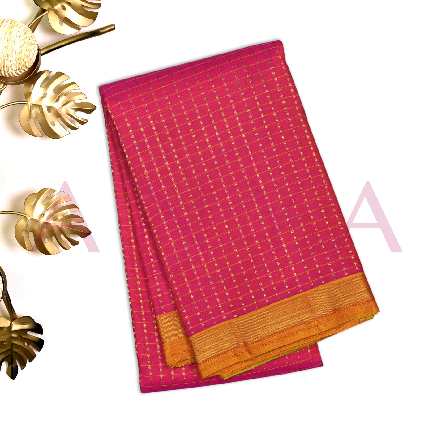 Rani Thakkali Kanchi Silk Saree with Dots and Checks Design