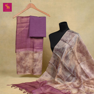 Magenta Tussar Silk Salwar with Zari Checks Design