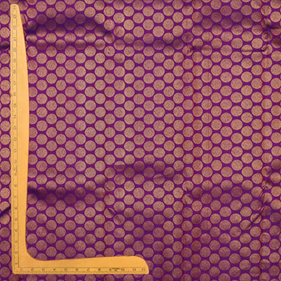 Violet Kanchi Silk Fabric with Coin Butta Design