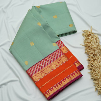 Apple Green Kanchi Silk Saree with Zari Butta Design