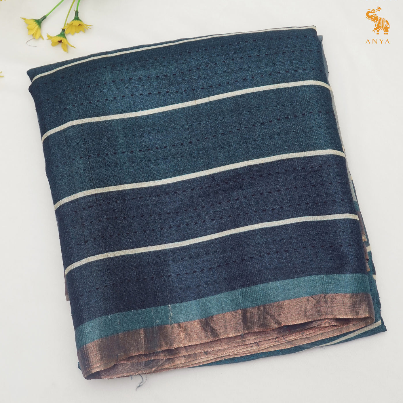 Grey Chanderi Saree with Kantha Work Design