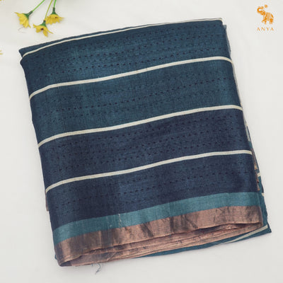 Grey Chanderi Saree with Kantha Work Design