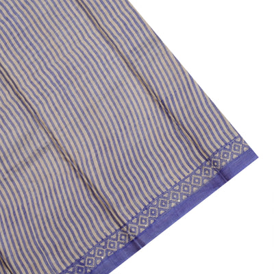 Lavender Tussar Silk Saree with Kantha Work Design