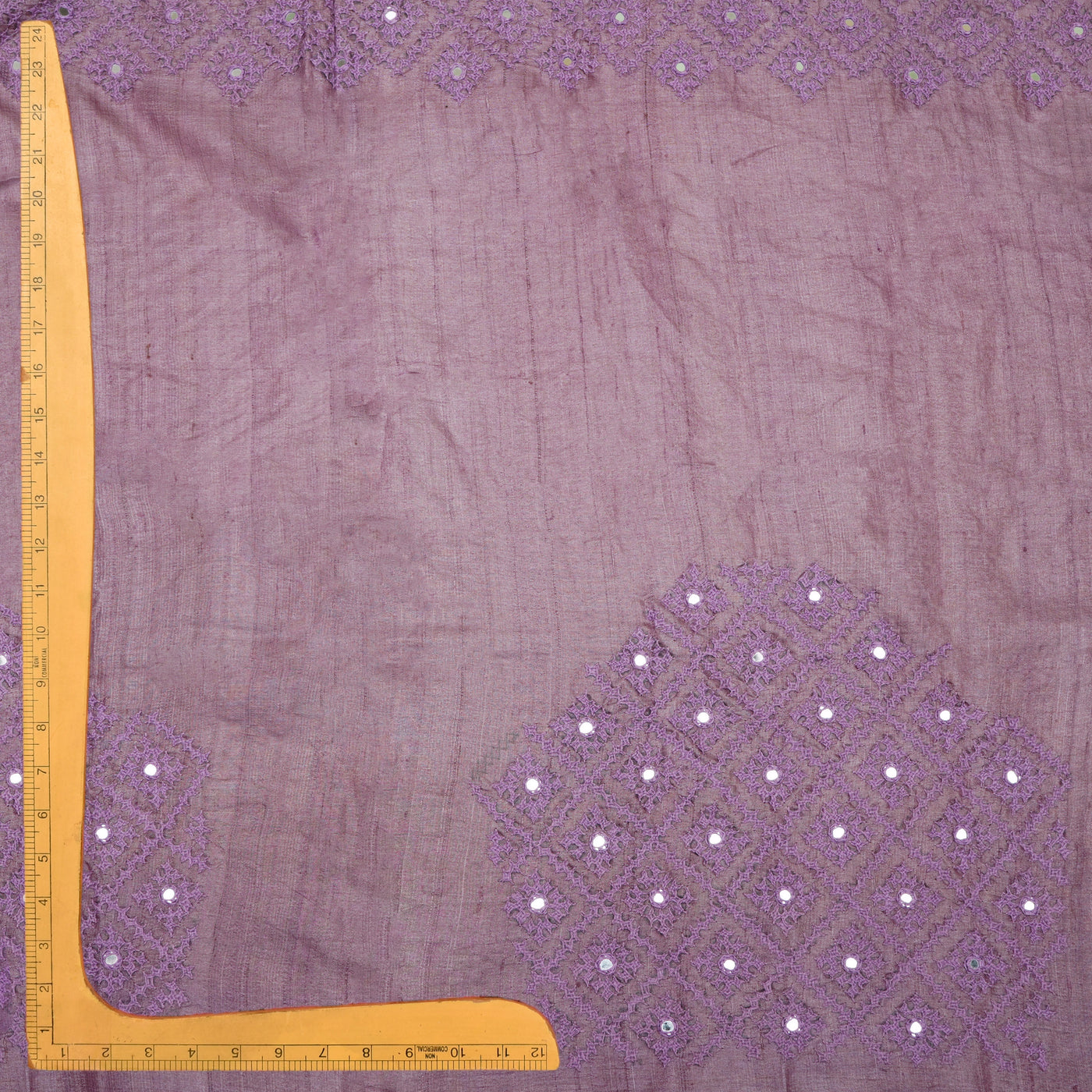 Lavender Tussar Kutch Work Blouse Fabric