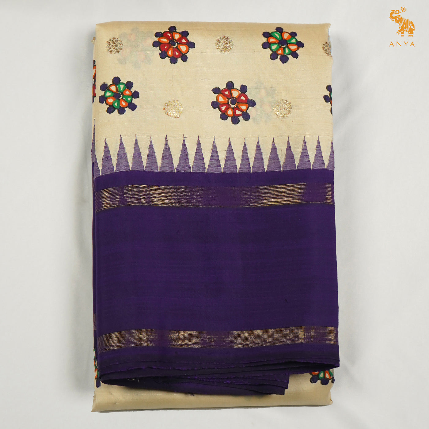 Off White Madhubani Kanchi Silk Saree