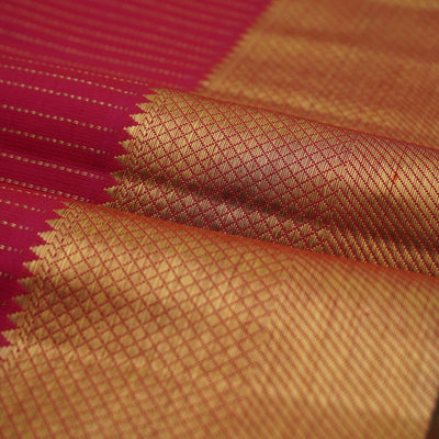 Red Kanchi Silk Saree with Muthu Seer Lines Design