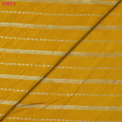 Oil Mustard Banarasi Silk Fabric with Cross Design