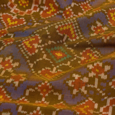 Mustard and Blue Dual Tone Patan Patola Silk Fabric