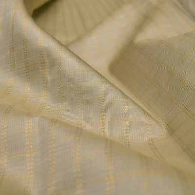 Off White Kanchi Silk Fabric with Zari Kattam Design