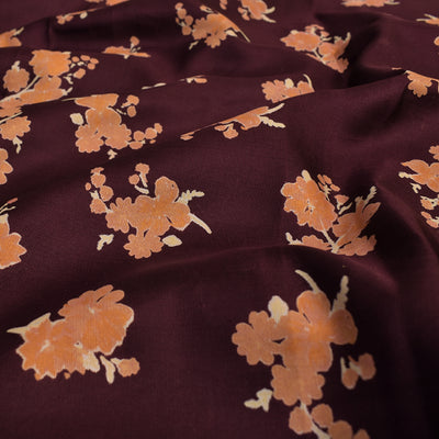 V Pakku Kanchi Discharge Printed Silk Fabric with Floral Design