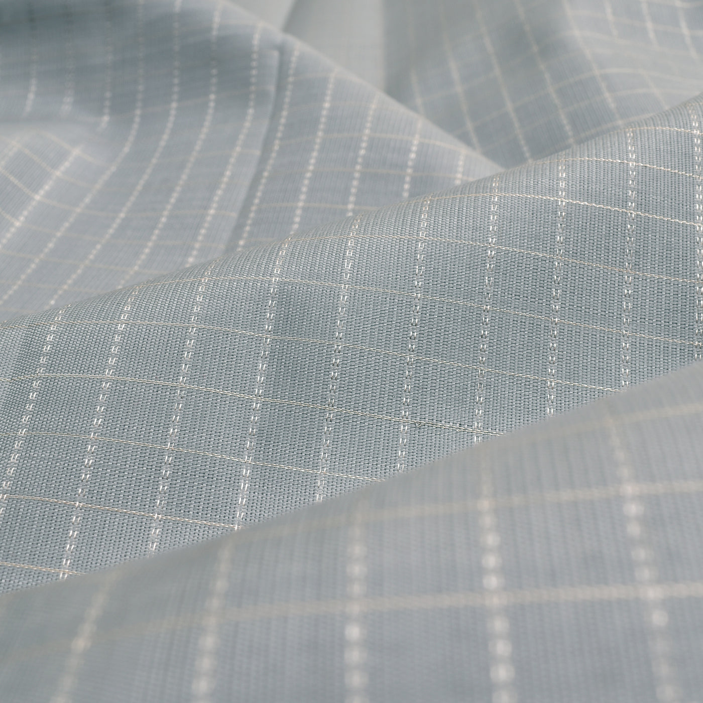 Steal Grey Kanchi Silk Fabric with Small Zari Checks Design
