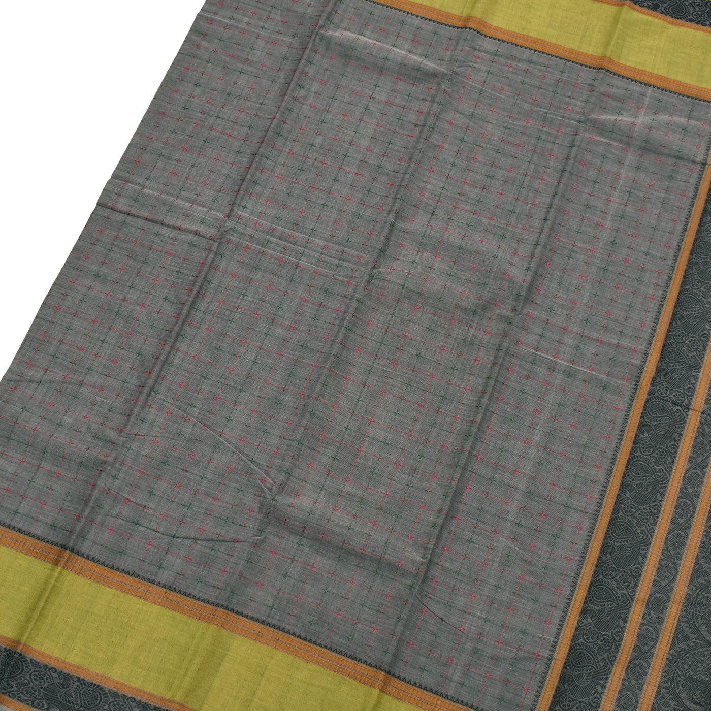 Grey Kanchi Cotton Saree with Thread Kattam Design