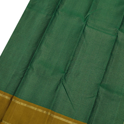 Bottle Green Kanchi Silk Saree with Small Zari Checks Design