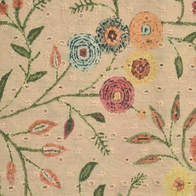 Peach Hakoba Cotton Fabric with Creeper Design