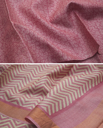 Pink Unstitched Tussar Salwar Set