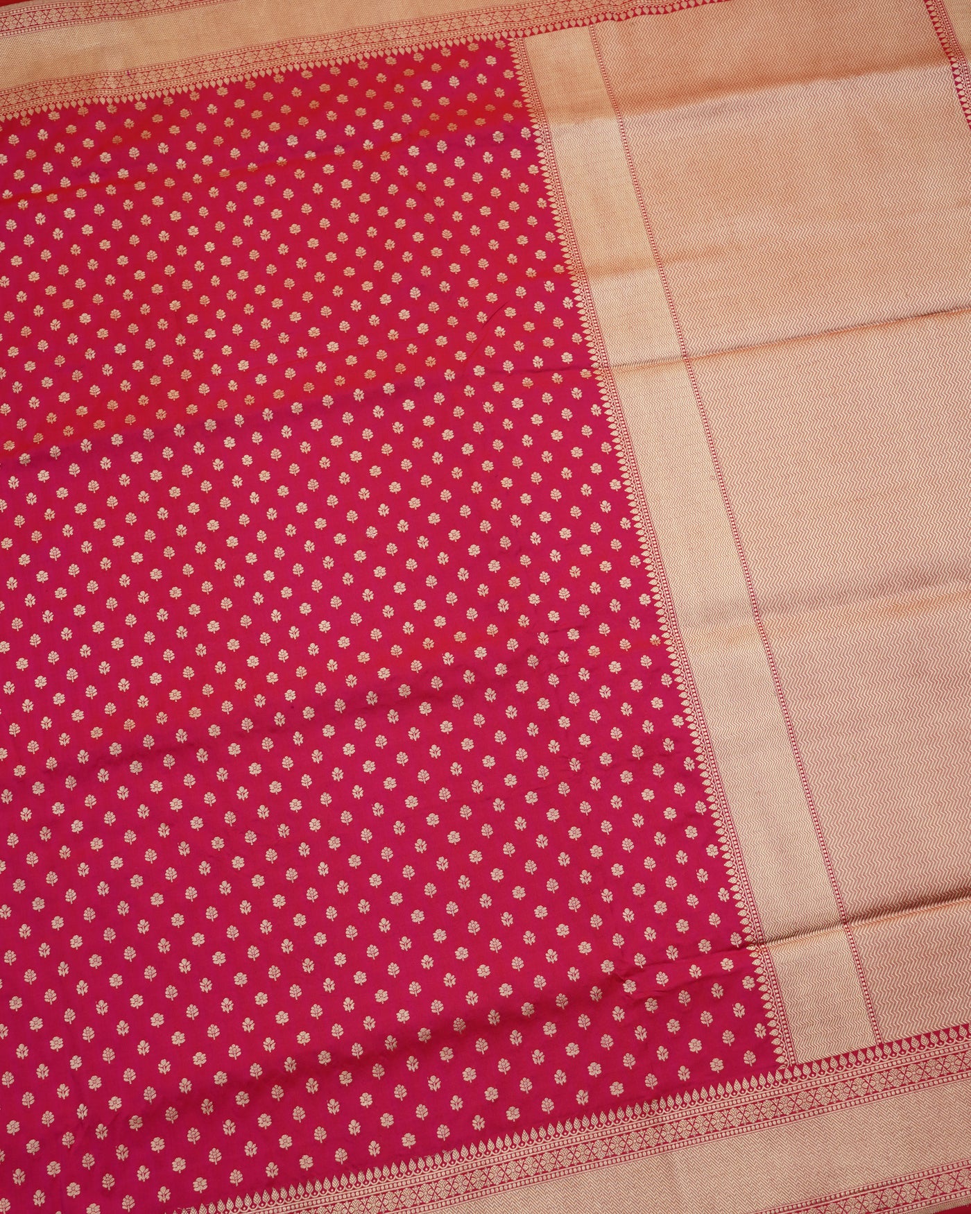 Rani Pink Banarasi Silk Saree with Small Zari Butta Design