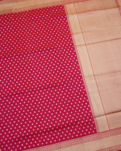 Rani Pink Banarasi Silk Saree with Small Zari Butta Design