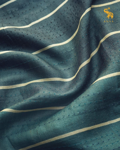 Grey Chanderi Saree with Kantha Work Design