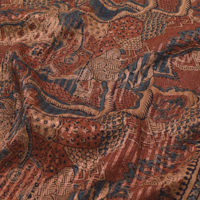 Rust Kanchi Silk Ajrak Print Saree