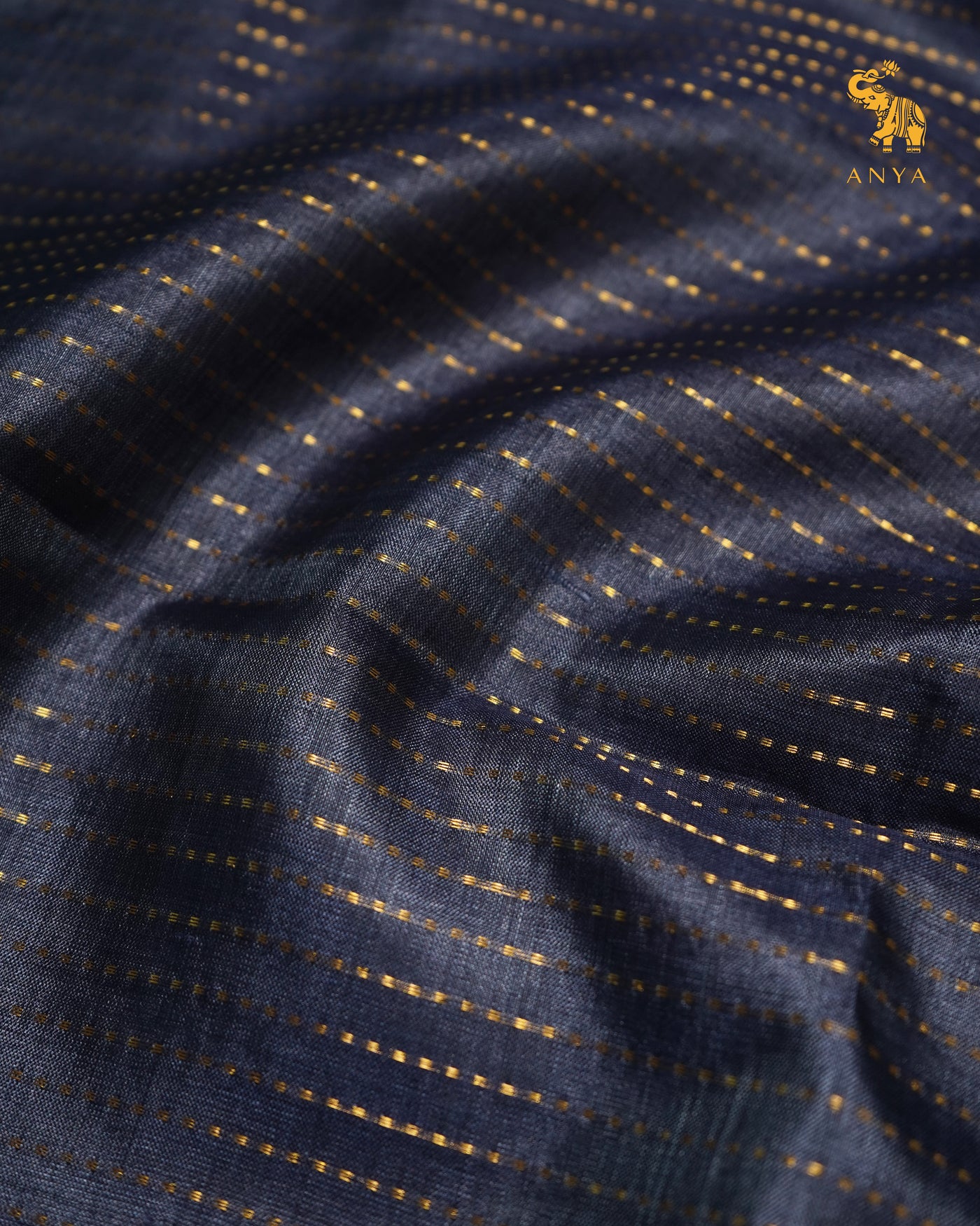 Grey Tussar Silk Saree with Zari Stripes Design