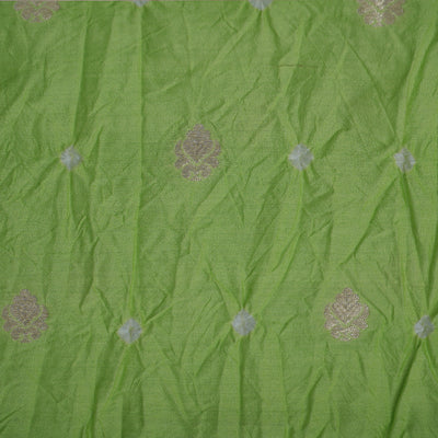 Pista Green Bandhani Silk Fabric with Small Zari Butta Design