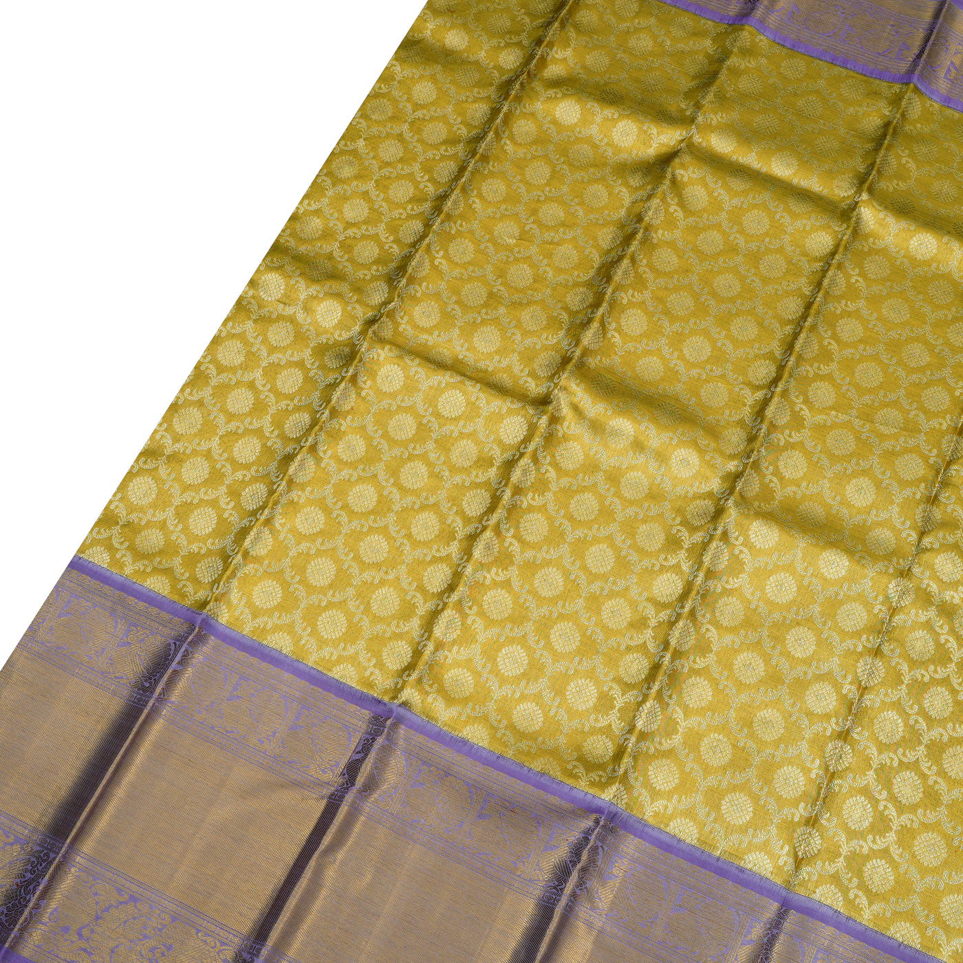 Gold Mustard Kanchipuram Silk Saree with Zari Creeper Design